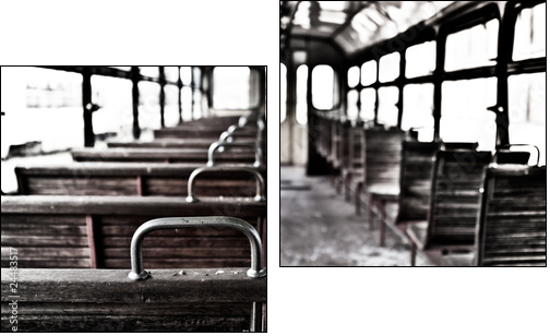 chairs in vintage train - Zweiteiliges Leinwandbild, Diptychon