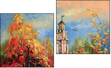 Ancient Vitebsk in the autumn - Zweiteiliges Leinwandbild, Diptychon