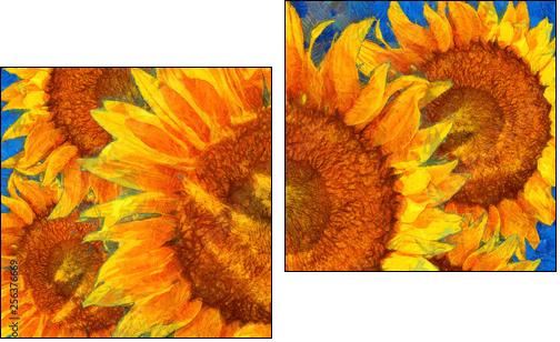 Sunflowers arrangement. Van Gogh style imitation. - Zweiteiliges Leinwandbild, Diptychon