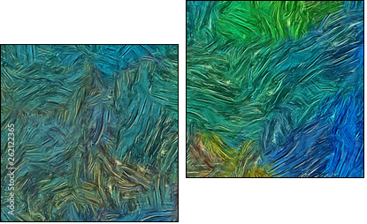 Abstract texture background. Digital painting in Vincent Van Gogh style artwork. Hand drawn artistic pattern. Modern art. Good for printed pictures, postcards, posters or wallpapers and textile print. - Zweiteiliges Leinwandbild, Diptychon