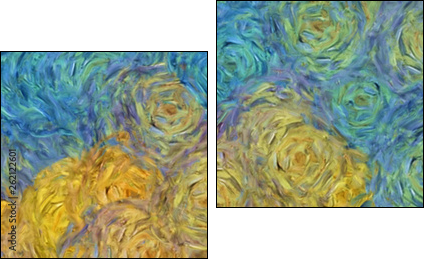 Abstract texture background. Digital painting in Vincent Van Gogh style artwork. Hand drawn artistic pattern. Modern art. Good for printed pictures, postcards, posters or wallpapers and textile print. - Zweiteiliges Leinwandbild, Diptychon
