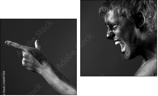 shouting man - Zweiteiliges Leinwandbild, Diptychon