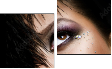 Fashion Girl's Face.Perfect makeup.Isolated on Black - Zweiteiliges Leinwandbild, Diptychon