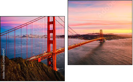 The Golden Gate Bridge at Sunset, San Francisco , CA - Zweiteiliges Leinwandbild, Diptychon