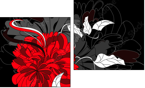 Background with red flower - Zweiteiliges Leinwandbild, Diptychon