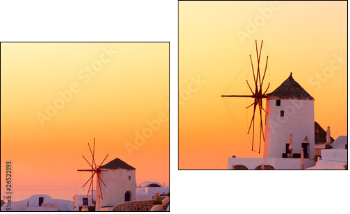 Santorini sunset - Zweiteiliges Leinwandbild, Diptychon