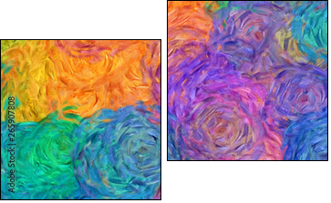 Abstract impressionism painting in Vincent Van Gogh style imitation. Art design background pattern for artistic creative printing production. Wall poster or canvas print template for interior decor. - Zweiteiliges Leinwandbild, Diptychon