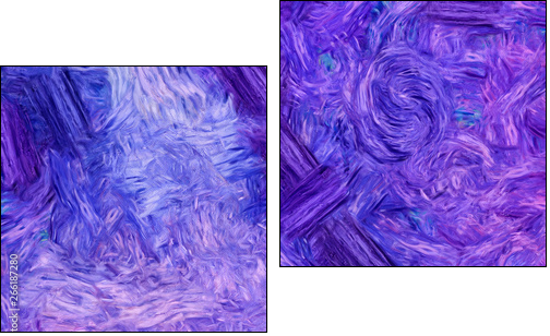 Abstract texture background. Digital painting in Vincent Van Gogh style artwork. Hand drawn artistic pattern. Modern art. Good for printed pictures, postcards, posters or wallpapers and textile print. - Zweiteiliges Leinwandbild, Diptychon