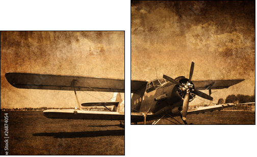stary samolot - dwupÅatowiec - Zweiteiliges Leinwandbild, Diptychon