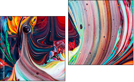 Abstract background of colorful mixed paint - Zweiteiliges Leinwandbild, Diptychon