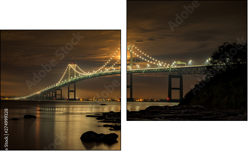 Newport bridge at night - Zweiteiliges Leinwandbild, Diptychon