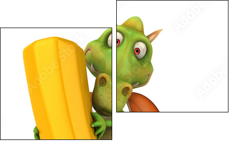 Dragon et crayon - Zweiteiliges Leinwandbild, Diptychon