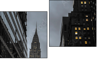 New York City Street At Night With Empire State Building Urban Scene - Zweiteiliges Leinwandbild, Diptychon