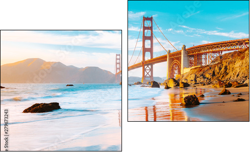 Golden Gate Bridge at sunset, San Francisco, California, USA - Zweiteiliges Leinwandbild, Diptychon