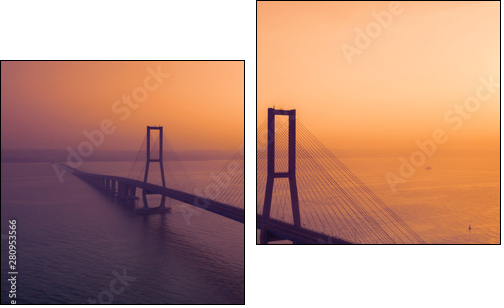 Beautiful scenery of Suramadu bridge at sunset - Zweiteiliges Leinwandbild, Diptychon