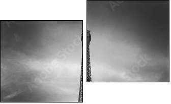 Tour Eiffel et voiture rouge- Paris - Zweiteiliges Leinwandbild, Diptychon