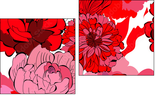 Seamless pattern with red flowers - Zweiteiliges Leinwandbild, Diptychon