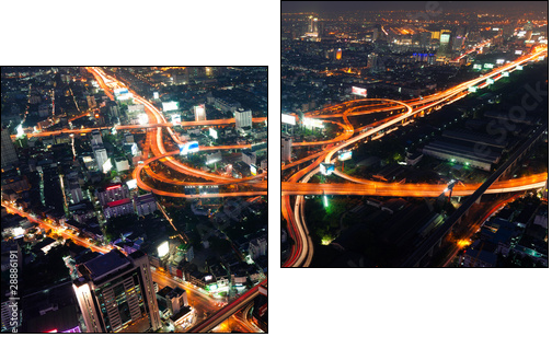 Autoroute Ã©changeur Bangkok, ThaÃ¯lande - Zweiteiliges Leinwandbild, Diptychon