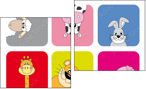 animales divertidos - Zweiteiliges Leinwandbild, Diptychon