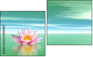 Lily flower in green ocean - Zweiteiliges Leinwandbild, Diptychon