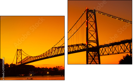 Hercilio Luz bridge in the sunset - Zweiteiliges Leinwandbild, Diptychon