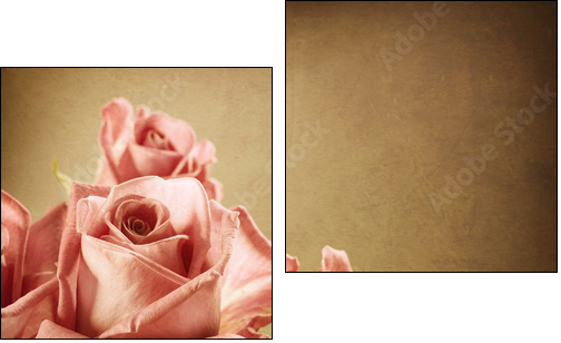 Beautiful Pink Roses. Vintage Styled. Sepia toned - Zweiteiliges Leinwandbild, Diptychon