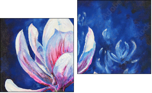 Magnolia acrylic painted - Zweiteiliges Leinwandbild, Diptychon