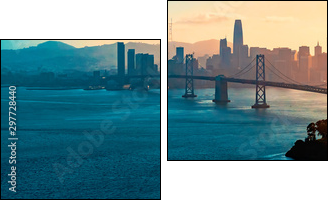 Aerial view of the Bay Bridge in San Francisco, CA - Zweiteiliges Leinwandbild, Diptychon