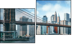 Suspension Brooklyn Bridge across Lower Manhattan and Brooklyn. New York, USA. - Zweiteiliges Leinwandbild, Diptychon