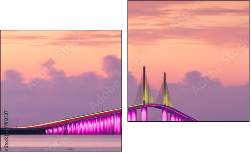 Sunshine Skyway Bridge spanning the Lower Tampa Bay - Zweiteiliges Leinwandbild, Diptychon