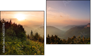Roszutec peak in sunset - Slovakia mountain Fatra - Zweiteiliges Leinwandbild, Diptychon