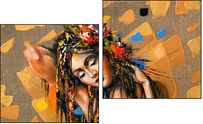 Portrait of the beautiful naked girl - Zweiteiliges Leinwandbild, Diptychon