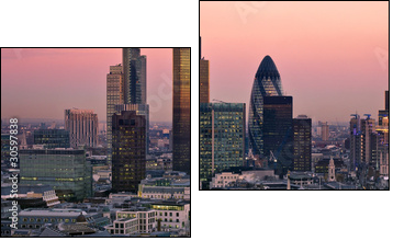 City of London at twilight - Zweiteiliges Leinwandbild, Diptychon