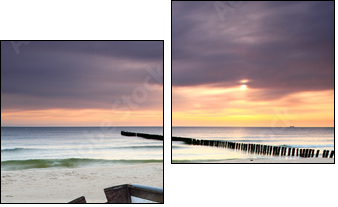 Boat on beautiful beach in sunrise - Zweiteiliges Leinwandbild, Diptychon