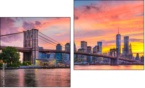 Lower Manhattan Skyline and Brooklyn Bridge - Zweiteiliges Leinwandbild, Diptychon