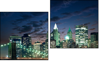 Amazing New York cityscape - taken after sunset - Zweiteiliges Leinwandbild, Diptychon