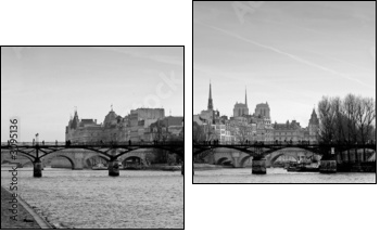 notre dame de paris noir et blanc - Zweiteiliges Leinwandbild, Diptychon