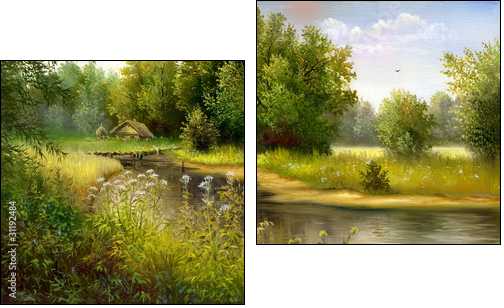Wood lake - Zweiteiliges Leinwandbild, Diptychon