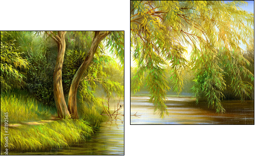 Wood lake - Zweiteiliges Leinwandbild, Diptychon