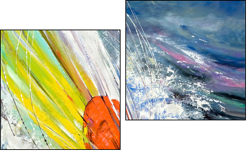 The sailing boat rushing on waves - Zweiteiliges Leinwandbild, Diptychon
