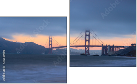Beautiful view of  Golden gate bridge, San Francisco - Zweiteiliges Leinwandbild, Diptychon