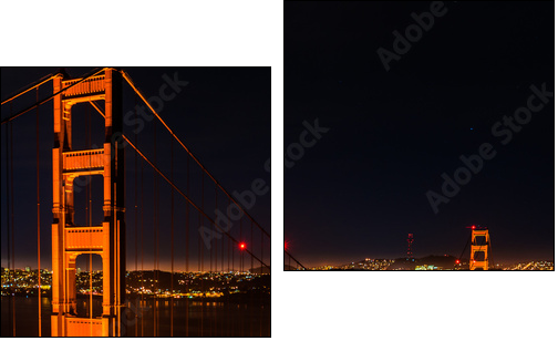 golden gate bridge at night - Zweiteiliges Leinwandbild, Diptychon