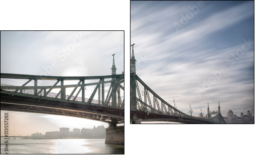 bridge in budapest - Zweiteiliges Leinwandbild, Diptychon
