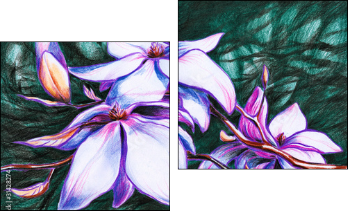 Magnolia-colored pencils - Zweiteiliges Leinwandbild, Diptychon
