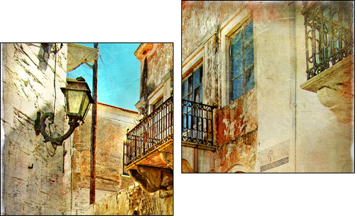 pictorial old streets of Greece - Zweiteiliges Leinwandbild, Diptychon