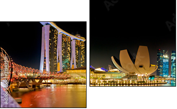 Marina Bay Singapore panorama - Zweiteiliges Leinwandbild, Diptychon