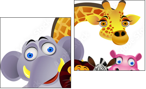 Animal cartoon - Zweiteiliges Leinwandbild, Diptychon
