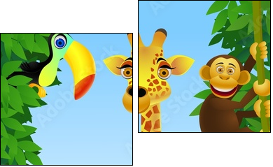 Wild animal cartoon - Zweiteiliges Leinwandbild, Diptychon