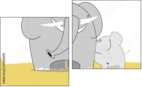 slonie - Zweiteiliges Leinwandbild, Diptychon