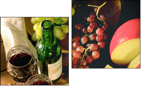 wine and cheese - Zweiteiliges Leinwandbild, Diptychon